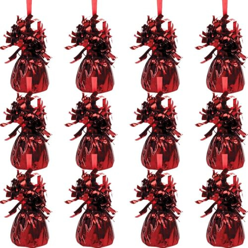 Fun Express Fun Express - Balloon Weights - Red Metallic (12Pc) - Party Décor - Balloons - Balloons Supplies - 12 Pieces - 5.5' | Red