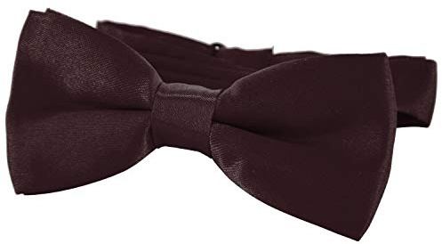DonDon comfortable Boys bow tie pre-tied with adjustable length silk look for children Brown