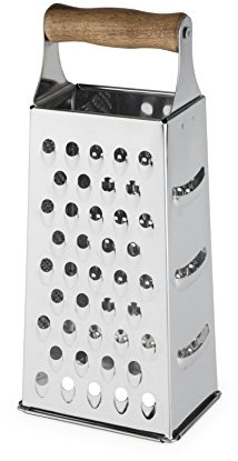 Twine Acacia Wood Handled Cheese Grater, Stainless Steel Grater, Citrus Zester, Reinforced Base, Vintage Kitchenware