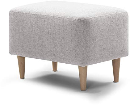 Traumnacht bequemer und moderner Fusshocker mit Holzfüßen in Grau (hellgrau), Öko-Tex zertifiziert, produziert nach deutschem Qualitätsstandard