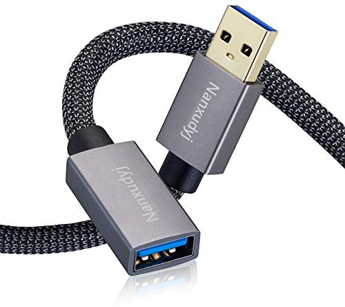 Nanxudyj USB 3.0 5ft Extension Cable, A Male to A Female Data Transfer Cord, 5Gbps for PlayStation, Oculus VR, Flash Drive, Card Reader, Hard Drive, Keyboard, Printer