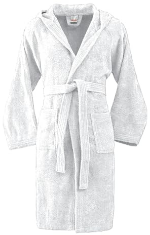 Bassetti Morbido Accappatoio 360 gr con Cappuccio 100% Cotone Uomo Donna Spugna Taglie Forti - ITALY Designed - Collezione VIVIAN - (BIANCO 13 - XXL)