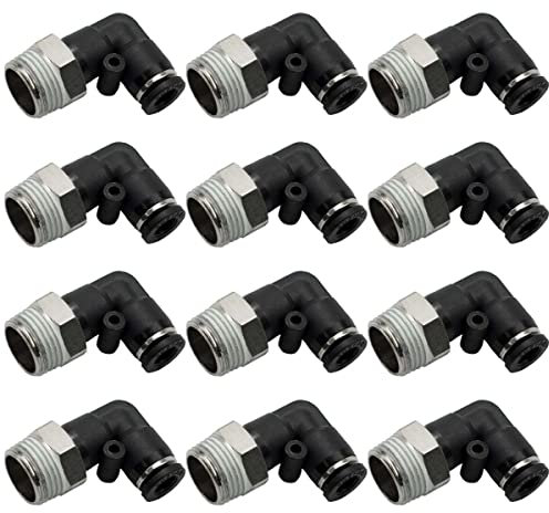 Bwintech 12 piezas 8 mm od x 1/8 bsp roca externa 90 grados codo de concexión neumática, adaptador de línea de la liberación rápida pl8-01