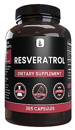 PURE ORIGINAL INGREDIENTS Resveratrol, (365 Capsules) No Magnesium Or Rice Fillers, Always Pure, Lab Verified