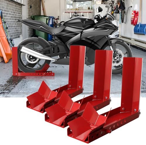 Eulenke 3X Bloque Roue Moto Support moto 9 Trous Béquilles pour Moto Support de Base Convient pour les pneus 8-24 pouces Support de Transport avec 3 trous de d'ancrage Support de roue Pour remorque