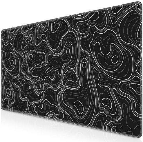 Canjoy Gaming Mouse Pad, Topographic Contour Mouse Pad 31.5x11.8inch Large Extended Computer Mouse Mat Keyboard Full Desk Mousepad for Gaming, Office, Home