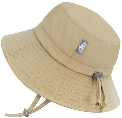 Jan & Jul Sombrero de sol Grow-with-Me para bebés y niños pequeños UPF 50+ cubo de algodón, con ala grande, oliva, caqui, (Olive Khaki), 6-24 Months