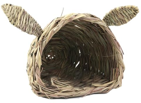 predolo Lit d'herbe pour Lapin, cabane de Refuge Chaude, Confortable, tissé à la Main, Jouet à mâcher, Maison d'herbe pour Lapin, lit de Foin pour Petits