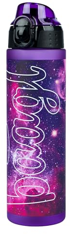 Baagl Kinder Trinkflasche, Auslaufsichere Wasserflasche 700ml, Schule und Sport Flasche für Mädchen, Vielseitige und Praktische Flasche mit verschließbarem Deckel (Galaxy)