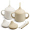 Moonkie Trinklernbecher | Baby Trinkbecher ab 6 Monate | 3 Stages Silikon Trainer Cup | Trinkbecher Kinder | Trinkflasche mit Strohhalm | Kinderbecher | BPA-frei | 4 oz (Ivory/Croissant)