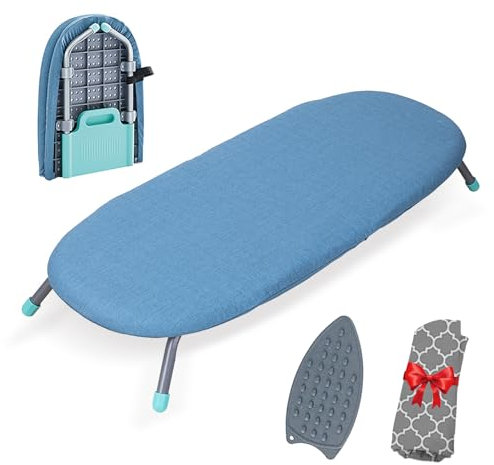 Tischbügelbrett Bügelbrett Klappbar tragbares Klein Bügelbrett mit Klappbares rutschfesten Füßen hitzebeständigen Bügelabdeckungen für Heimgebrauch Tisch