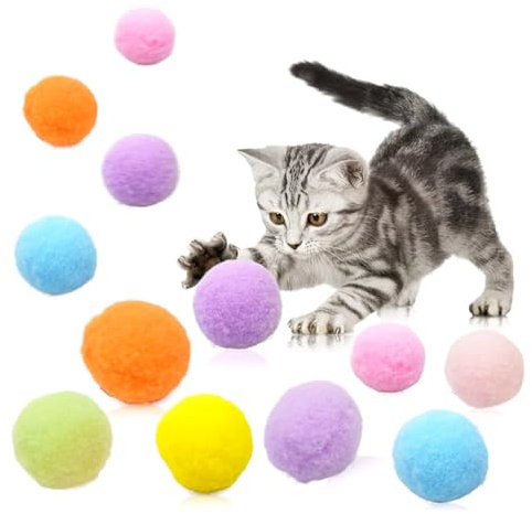 SDFLKAE 12 Stück Filzbälle Katzen, Katzenspielzeug Ball,Katzenbälle aus Filz,Katze Ball,Katzen Bälle,Filzball Katze,Spielball Katze,Natürliches Spielzeug für Katzen,Handgefertigt,6 Farben