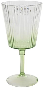 Decoris Copa de vino de plástico de 18 cm, con ranuras, para primavera y verano, color verde transparente