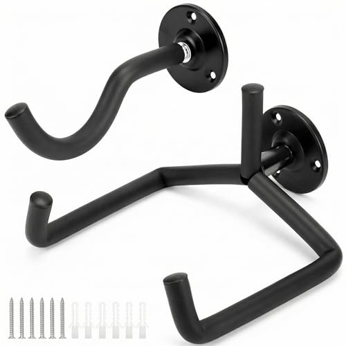 QWORK® 2 Pack Guitar Wall Mount Hanger Metal Wall Bracket with Protective Sponge for Guitars, Ukuleles, and More