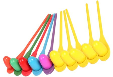 KOMBIUDA 10 Sätze Holzlöffel Werfen Staffellauf Spiel Rasenspiele Im Freien Balancespiel Trainingsspielzeug Für Ei- Und Löffel-staffellauf Partyzubehör Ei-balance-spiel