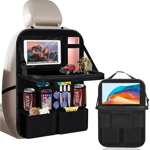 Organizer per auto, 1 pezzo, custodia per auto per bambini, con tavolo pieghevole, con 11 sacchetto, organizer per sedile posteriore con scomparto per tablet/telefono, accessori per sedili auto
