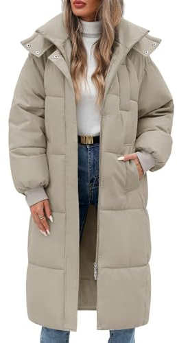 RITOSTA Women's Long Winter Down Coats Padded Puffer Jacket Thickened Hooded Comfort Overcoat Zip Up Hoodie Longline Parka with Pockets for Winter Warm Outwear Outdoor Hiking