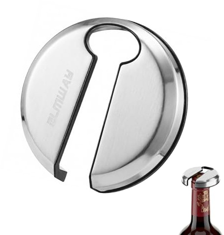 ELMWAY VinoLux Upgraded Dual-Side Magnetic Wine Foil Cutter – Stainless Steel Top, Durable ABS Body, Compact & Portable Design – Silver