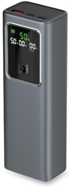SBS PowerBank LCD 100W, 20000mAh, Power Delivery (PD 3.0 PPS), AFC, Power Bank con Ricarica Rapida, Display LCD Avanzato, USB-C, USB-A, Caricabatterie Portatile da Viaggio, Design Compatto, Grigio