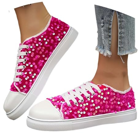 Nuqqichongtian Sneaker da donna, con brillantini, scarpe da corsa, scarpe da corsa, da donna, con plateau, leggere, con paillettes metalliche, comode scarpe da ginnastica con strass, traspiranti, con