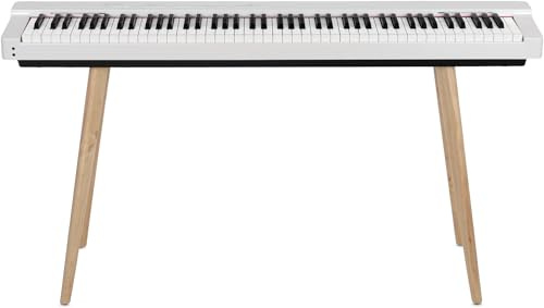 Classic Cantabile SP-316 Stage Piano mit Hammer-Klaviatur & DAAS-Sampling - 128-stimmige Polyphonie, integrierte 2x15 W Lautsprecher, MIDI & Bluetooth-Funktion - S-316 Design-Ständer Set - Weiß