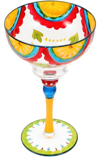 Milisten Bicchiere da Cocktail Decorativo Margarita in Vetro Dipinto a Mano, Bicchiere da Margarita Artistico per Feste e Occasioni Speciali, Vetro per Cocktail e Dessert, 1 Pezzo