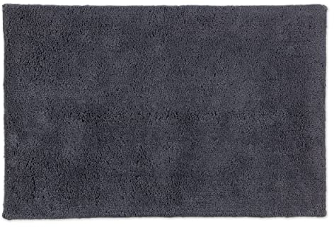 Schöner Wohnen Kollektion Badteppich einfarbig anthrazit 40 x 60 cm – waschbare Badematte rutschfest - 100% Baumwolle – Badvorleger Trockner geeignet – Duschvorleger Badezimmer