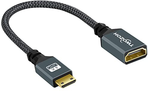 Twozoh 4K Mini HDMI auf HDMI Adapter, Mini HDMI Stecker auf HDMI Buchse 2.0a/b,1.4a,1080P, für DSLR, Grafikkarte, Laptop, Tablet, HDTV, Projektor
