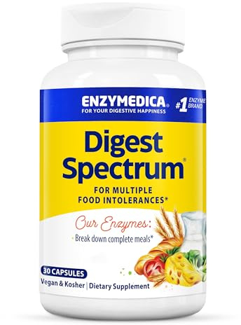 Enzymedica, Digest Spectrum, Digestive Enzymes, 30 Vegan Capsules, High Potency, Lab-Tested, Vegetarian, Soy-Free, Gluten-Free, Non-GMO