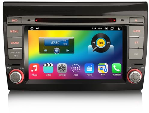 Erisin 7 Pollici 8-Core Android 14 Autoradio Navigatore GPS per FIAT BRAVO, Supporto Capacitivo Touch Screen Lettore DVD Wireless CarPlay Android Auto Bluetooth DSP DAB+WiFi Mirror Link OBD2 4GB+64GB