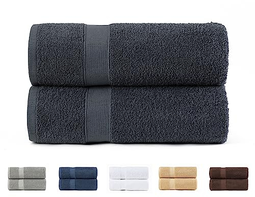 Todocama 2 Duschtücher, 100% Baumwolle, 550 g/m², extra weich, sehr saugfähig und schnell trocknend, Maße 70 x 140 cm, Dunkelgrau