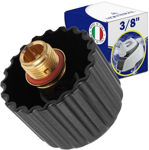 Tappo per Polti Vaporella o per Polti Vaporetta con Filettatura Maschio da 3/8 e Taratura 4,5 Bar - Completo di Guarnizione - PRODOTTO IN ITALIA - Garanzia di 10 Anni - MONTERAL