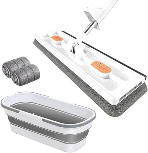 Eteslot veramoons Scopa Piatta - Nuovo Stile Grande Piatta mocios - mocios piattos lavapavimenti - Rotazione a 360 Gradi, mocios piattos con Secchio strizzatore