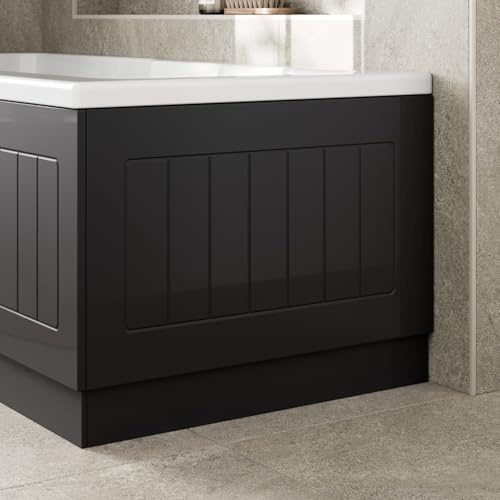 Affine® Tongue & Groove 700mm End MDF Bath Panel 15mm, Black Gloss | Modern Wooden Panels for Bathroom Baths Soaking Tubs Adjustable Plinth Cut To Size Painted Finish