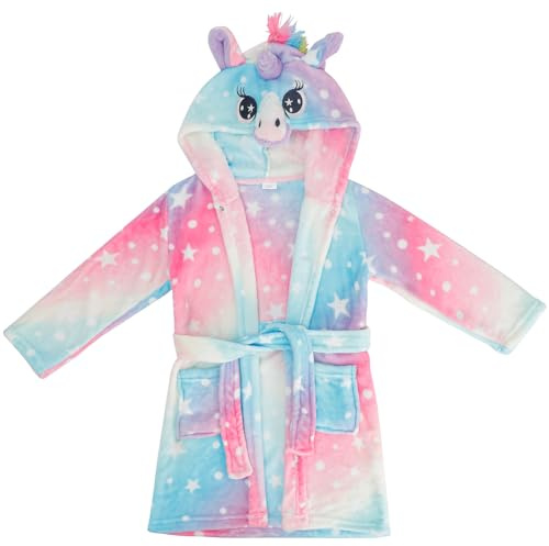 KAKU NANU Bademantel Kinder Mädchen Flauschig Einhorn Plüsch Bademantel Morgenmantel Kinder Kuschel Geschenk Mädchen 5 6 Jahre 116