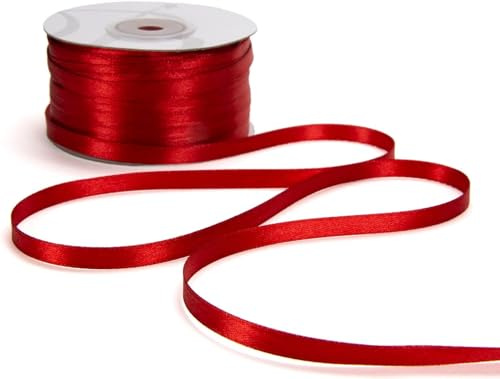 Nastro Doppio Raso 03mm X 100 Metri per Artigianato, Natale, Decorazioni, Adatto Per confezionare Regali, Feste di Compleanno, Matrimoni, Bomboniere (Rosso)