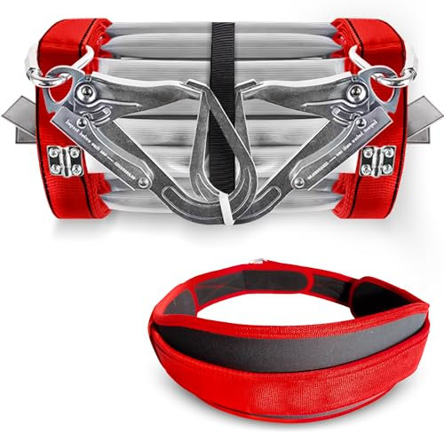 Échelle de secours pliable à 3 étages et ceinture de sécurité, échelle de 7,6 m avec crochets en aluminium, échelle d'urgence réutilisable et à déploiement rapide pour fenêtres et balcons