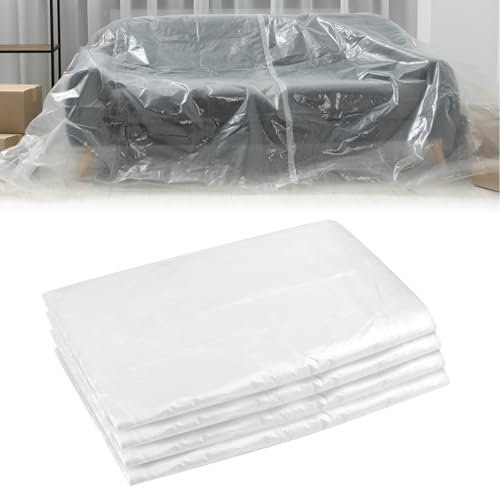 4er Set Abdeckfolie Maler,4×5m Malerplane,Transparente Malerfolie,Große Abdeckplane,Staubschutzfolie für Malerarbeiten, Renovierung, Gartenmöbel