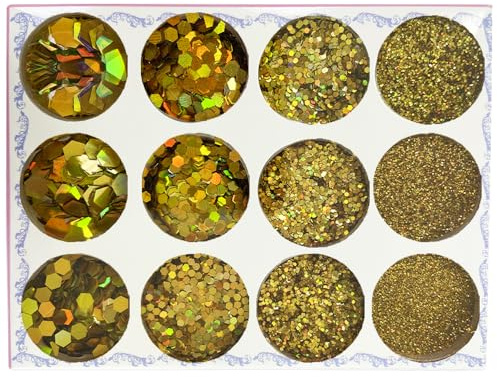 Paillettes, 12 couleurs Festival Glitzer pour le visage, paillettes pour le corps, accessoires pour ongles, yeux, lèvres, cheveux, corps, maquillage Halloween, maquillage laser doré Paillettes, 12