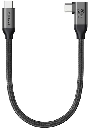 Silkland 80Gbps Cavo Dati USB Type-C per Thunderbolt 5 Corto 30CM 90 Gradi, fino a 120Gbps con Bandwidth Boost, 16K/Dual 8K, PD3.1 240W, USB4 V2.0 Compatibile con Thunderbolt 4/3, SSD, Laptop, USB-C