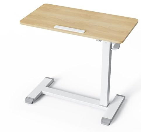 ETHU sängbord 28-42 tum justerbart laptop-skrivbord med hjul, rullande sängbricka för gäst- och hemmabruk – lutande sittstativ skrivbordsvagn.