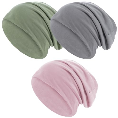 LXUEJIE Lot de 3 bonnets souples en coton léger et doux, unisexe, hip-hop, bonnet de sommeil, bonnet de sommeil respirant pour course à pied, cyclisme, randonnée, pêche