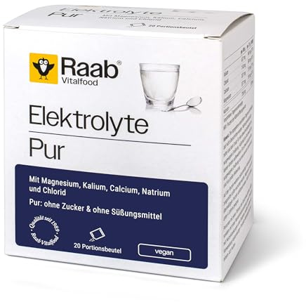 Raab Vitalfood® Elektrolyte Pur Beutel (140 g - 20 Beutel á 70 g) Elektrolyte ohne Zucker und ohne Süßungsmittel, Perfekt für Sportler bei Flüssigkeitsverlust, Praktische Beutel - ideal für unterwegs