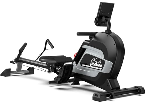 pooboo Rowing Machines for Home, Magnetic Rowing Machine with Adjustable Resistance, Folding Rower Machine of Quiet, 360lbs Weight Capacity, Comfortable Seat Cushion, LCD Monitor, App Support