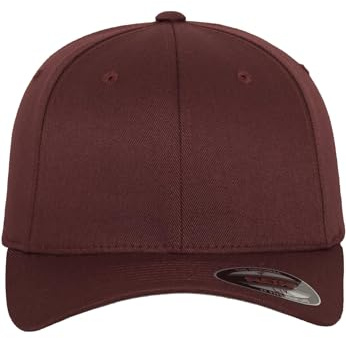Flexfit Unisex Cap Without Fastener for Men, Ladies and Children Baseball Cap Woolly Combed - Maroon, Large/X-Large