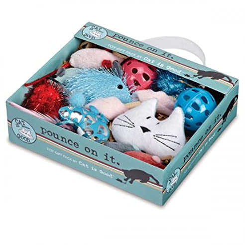 Cat is Good 12-Piece Pounce Toy Gift Box – Pounce on It Assorted Toys Keep Cats and Kittens Entertained Safely