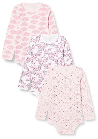 Care Body LS - AOP (3-pack), Body Manica Lunga Bimba 0-24, Multicolore Dusty Pink (505), 9-12 mesi