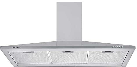 Cookology CH100SS Cooker Hood in Stainless Steel - 100cm Width - Eco LED Lights - Extractor Fan Kitchen Wall Mounted - A Energy - Includes UK Plug - Quiet Running - Air Recirculating