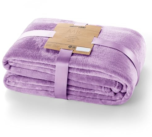 DecoKing Kuscheldecke 220x240 cm lila Decke Microfaser Tagesdecke Fleece weich sanft kuschelig Lilac Mic