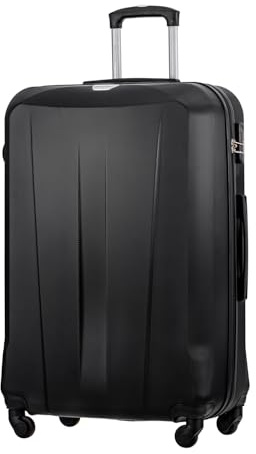 PUCCINI Koffer Paris Hartschalenkoffer Trolley Leicht Reisekoffer mit 4 Rollen S-M-L-XL (Schwarz, XL)